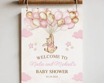 Winnie the Pooh Baby Shower Welcome Sign (Digital Template)