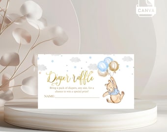 Biglietto della lotteria dei pannolini di Winnie the Pooh, gioco per baby shower (digitale)