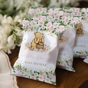 Bearbeitbare Winnie The Pooh Chip Tasche Winnie The Pooh Baby Shower, Winnie The Pooh Chip Tasche für ein Mädchen, Winnie Baby Shower-wi22