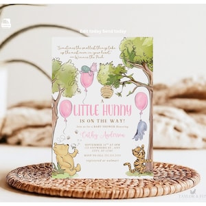 Winnie The Pooh Einladung, Winnie The Pooh Baby Shower Einladungen, Winnie The Pooh Einladungen für ein Mädchen, Winnie Pooh Baby Shower-24