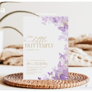 Butterfly 1st Birthday Invitation Minimalist Birthday Girl Invite 1 st Birthday Digital Download First Birthday Butterflies Invitation-04
