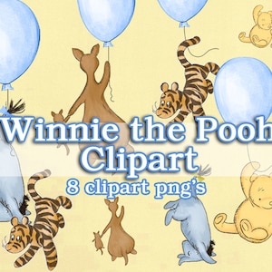 Winnie clipart, Winnie clipart, Winnie png, Winnie the pooh blue balloon artwork, hanging winnie clipart, kanga, eor, tigget, winnie