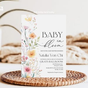 Baby in bloom baby shower invitation, Wildflowers baby shower invitation, flower bloom baby shower invite, baby in bloom invite-1