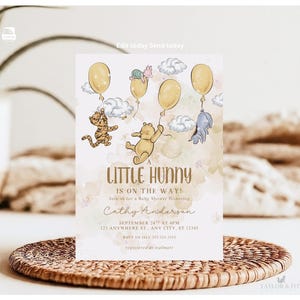 Winnie The Pooh Invitation only, Pooh Baby Shower Invitations, Winnie Template Invitations gender neutral, Winnie baby shower-12