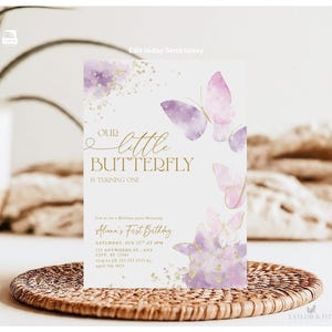 Butterfly 1st Birthday Invitation Minimalist Birthday Girl Invite 1 st Birthday Digital Download First Birthday Butterflies Invitation-03