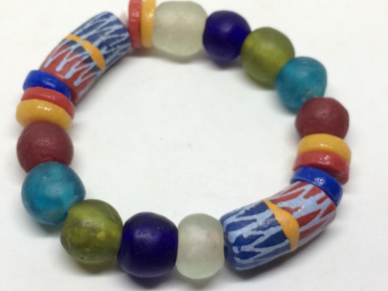 African beads Krobo powder glass trade beads Ghana recycled glass bracelet new