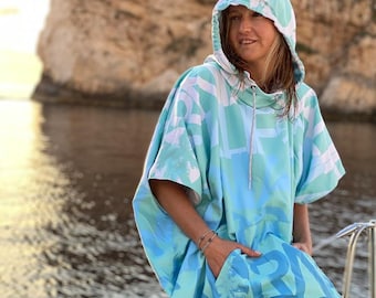 California Mint Poncho Microfiber Strand- en Surfhanddoek