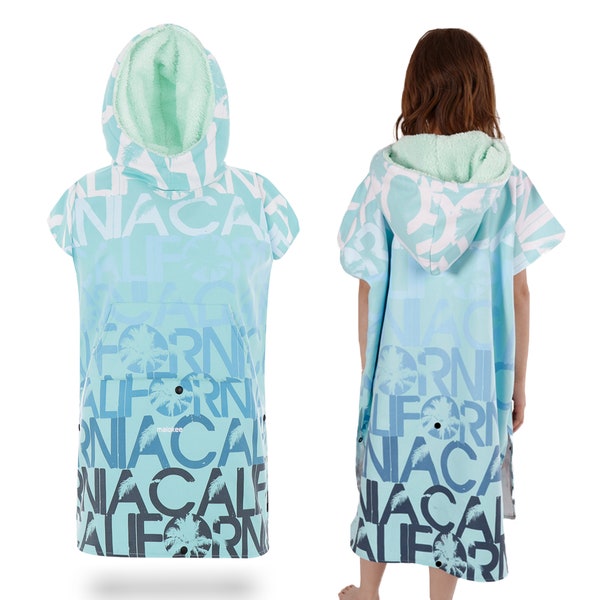 Bath changing poncho, kids poncho, changing robe, microfiber, surfer poncho, beach coverup, with hood, mint, towel, Childrenʻs beach