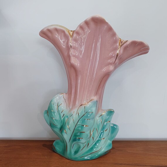 Vintage Vase Kalmar Pottery Lustre Pink Green Australian Mid Etsy