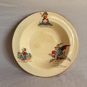 Antique Bovey Pottery Devon Ware Nursery Rhyme Child’s Bowl | Little Bo Peep | Old Mother Goose | English Nursery Ware c.1925–1935