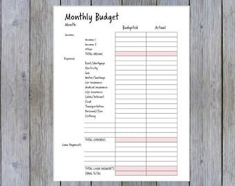 Monthly Budget Printable, Letter Size Printable, Monthly Budget, Zero Based Budget, Budget, Financial Peace, Budget,