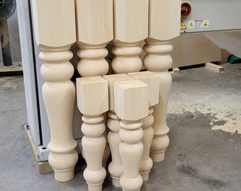 Pine Farmhouse Table Legs: Dining & Bench Set