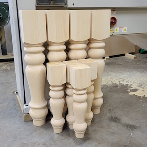Pine Farmhouse Table Legs: Dining & Bench Set