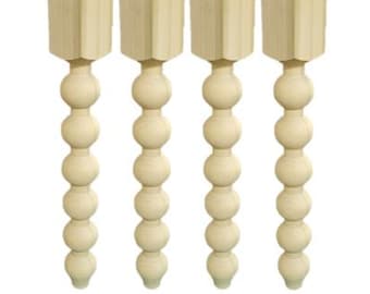 Table Legs (Set of 4)- Wood table legs -  28.5" Ball Table Legs - Turned Table Legs