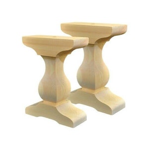 Hand Turned Wood Bench Legs: Unfinished DIY Trestle Legs (Set of 2)