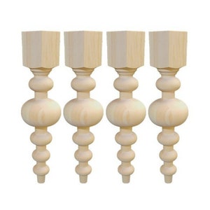 Turned Dining Table Legs (set of 4) Wood Table legs , Chunky table legs , Oversized Wood table legs