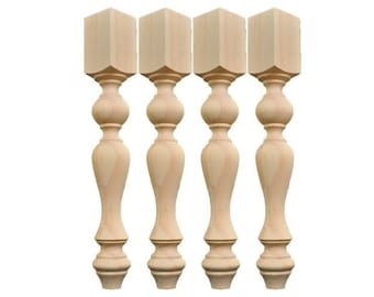 Curvy Dining Table Legs: Eastern White Pine, 28.5" - Set of 4