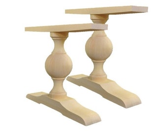 Turned Trestle dining table legs (set of 2 legs) Wood Dining Table Legs , Turned Table Legs , Trestle Table Legs