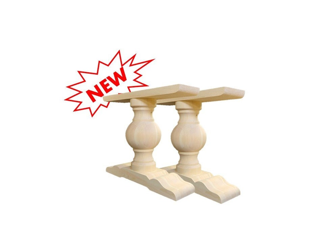 Turned Trestle Dining Table Legs set of 2 Legs Wood Dining Etsy