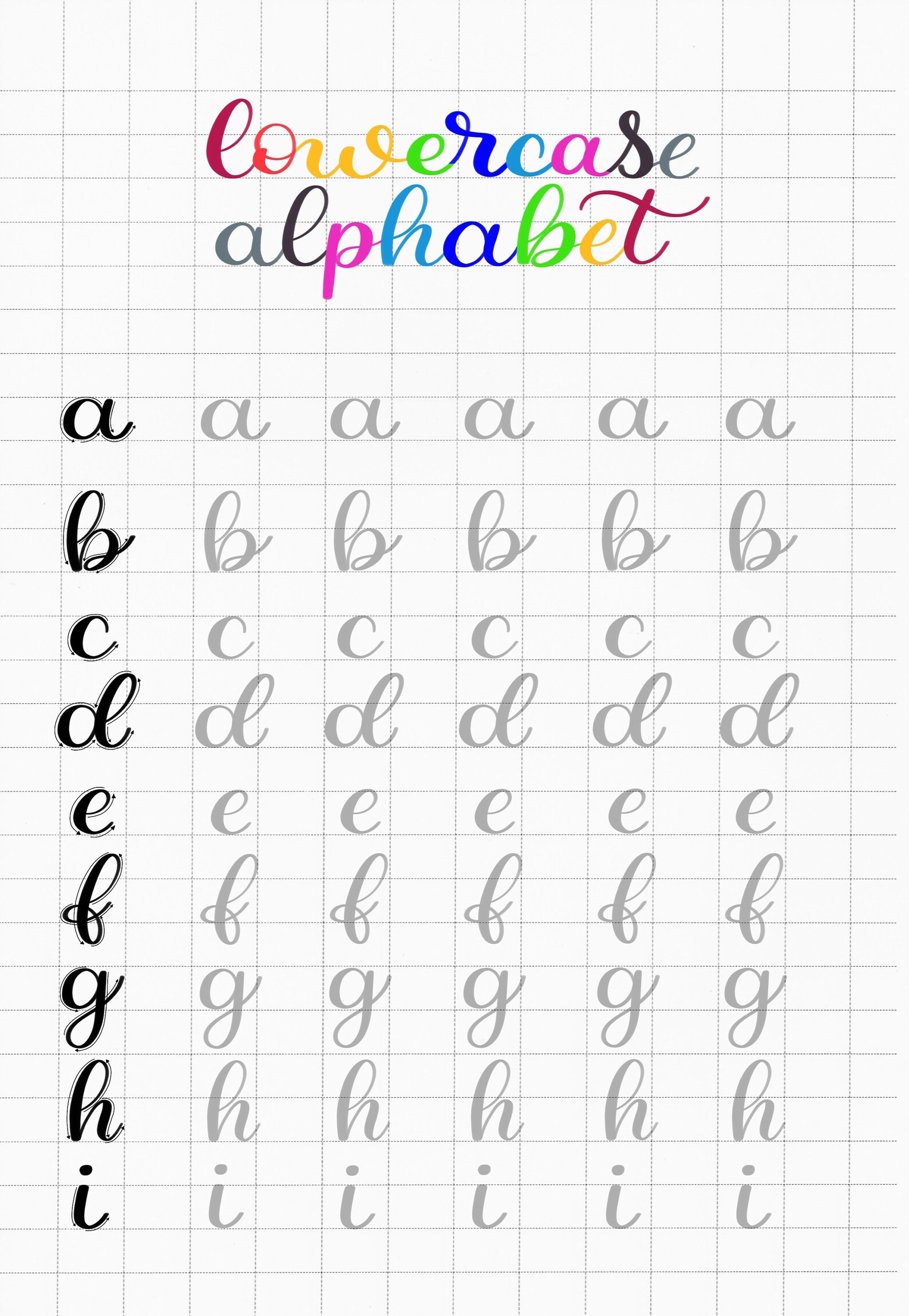 Lowercase Alphabet From a to Z Letter Drills Modern Etsy