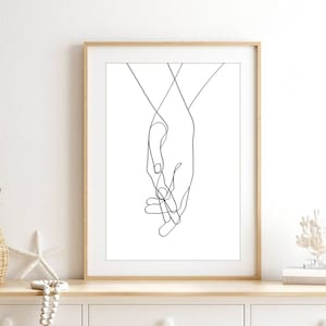 De handen van geliefden Emotionele handen Een lijntekening Liefhebbers Handen Afdrukbaar paar Lijntekeningen Handtekening Minimaal fijn decor