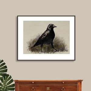 Watercolor Raven Printable ,Crow Painting,Instant Download Crow , Watercolor Crow Print ,Wall Art Crow