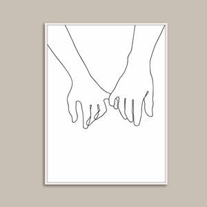 Pinky Promise - One Line Drawing-Lover&#39;s Hands Drawing - Minimalist Couple Art