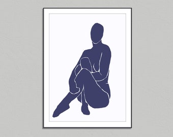 Matisse Style Blue Nude Wall Artabstract Nude Print Etsy