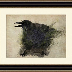 Crow Raven Watercolor Image ,Corbie Painting,Instant Download Crow , Wall Art Crow