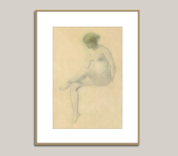 Female Figure Drawing Naked Vintage Sketch Figurative Art - Etsy