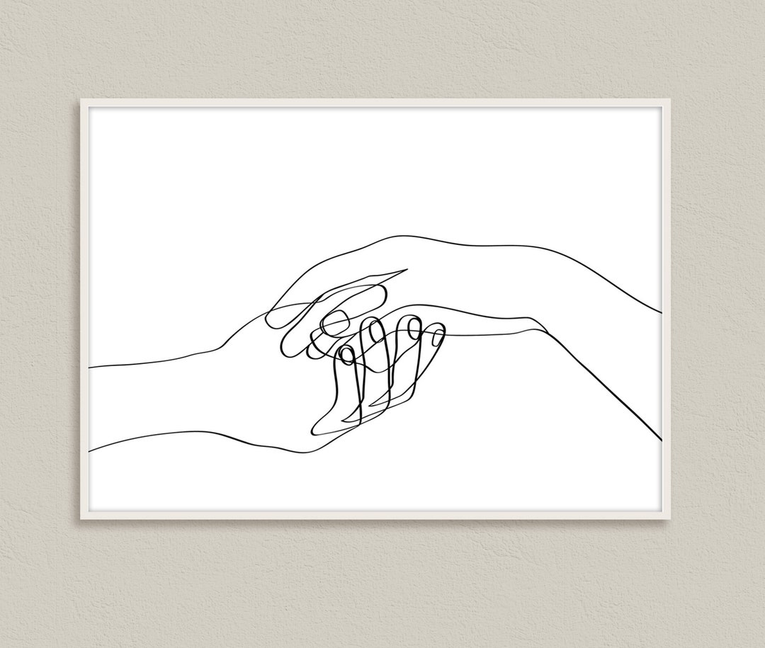 Lover's Hands, One Line Drawing Hands, Black White Hands Artwork, Hand ...