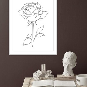 One Line Rose Drawing Minimalist Floral Art Abstract Botanic - Etsy
