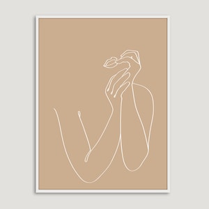 One Line Woman Female Outline Drawing Hands And Face Etsy