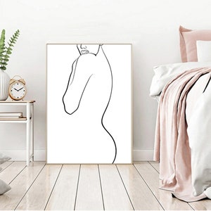 Nude Line Drawing, Minimal Wall Art, Minimal Female Figure, Printable
