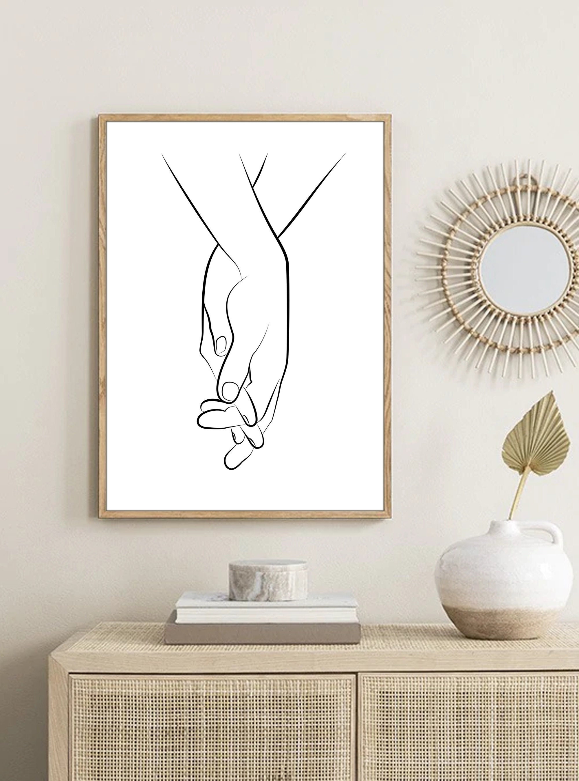Couple Holding Hands Line Art Print: Minimalist Fine Decor (digital ...