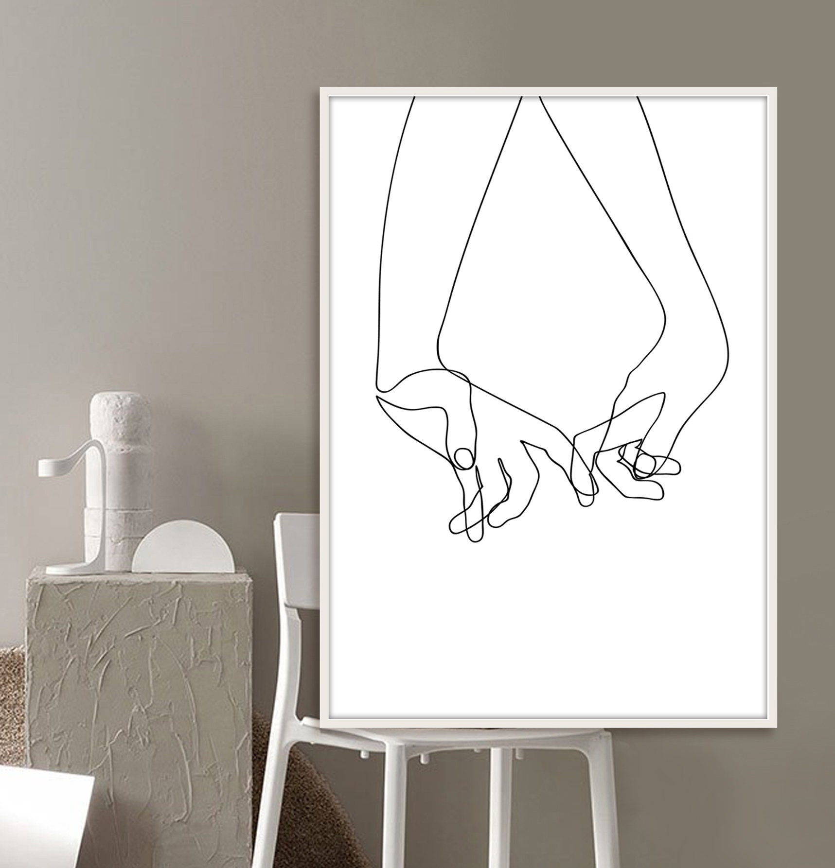 Lover's Hands, One Line Drawing Hands, Black White Hands Artwork, Hand ...