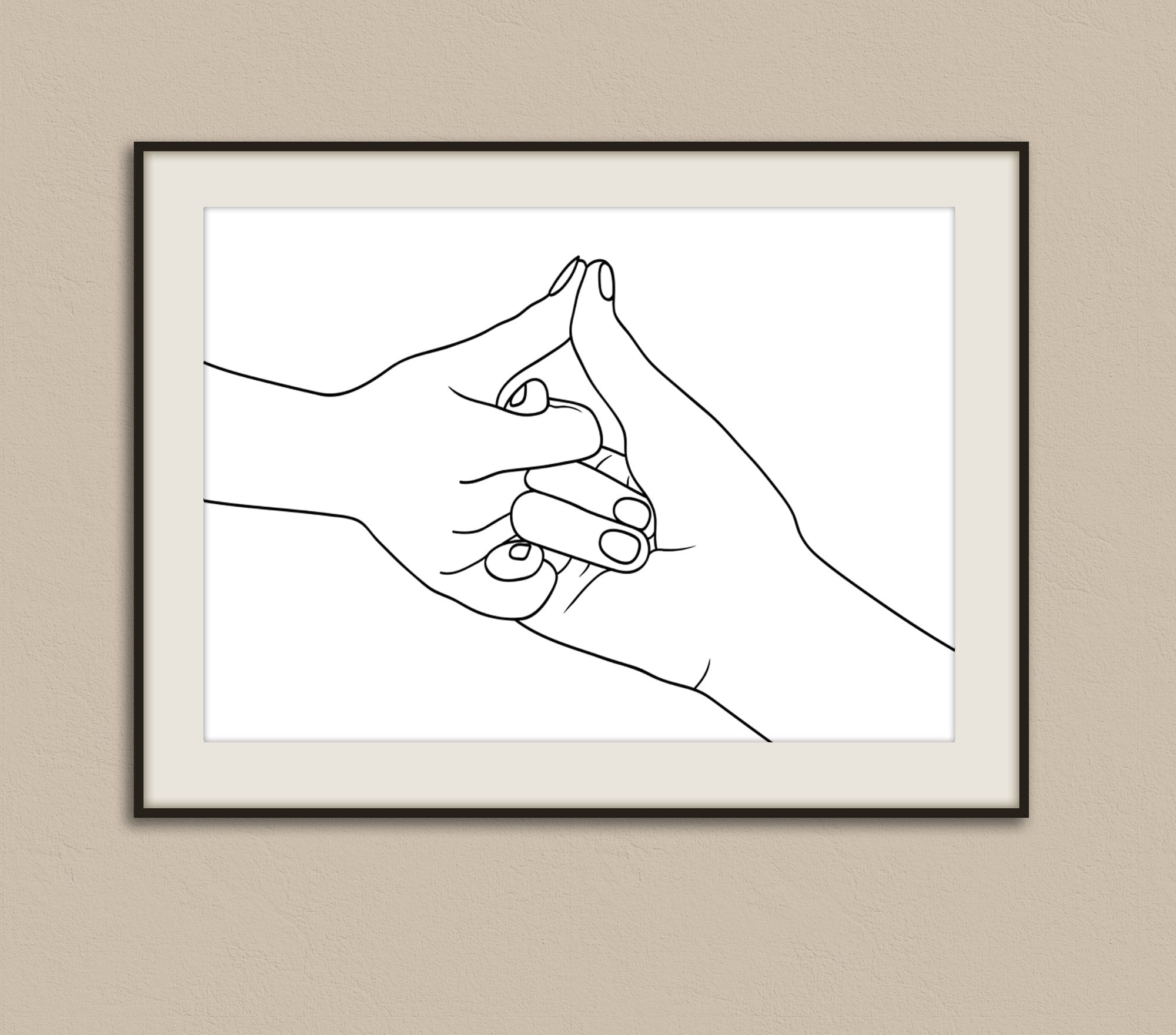 Romantic couple pinky promise line art, pinky swear contour drawings,  minimalist lovers holding hands one line drawing, Doodle flower on  watercolor