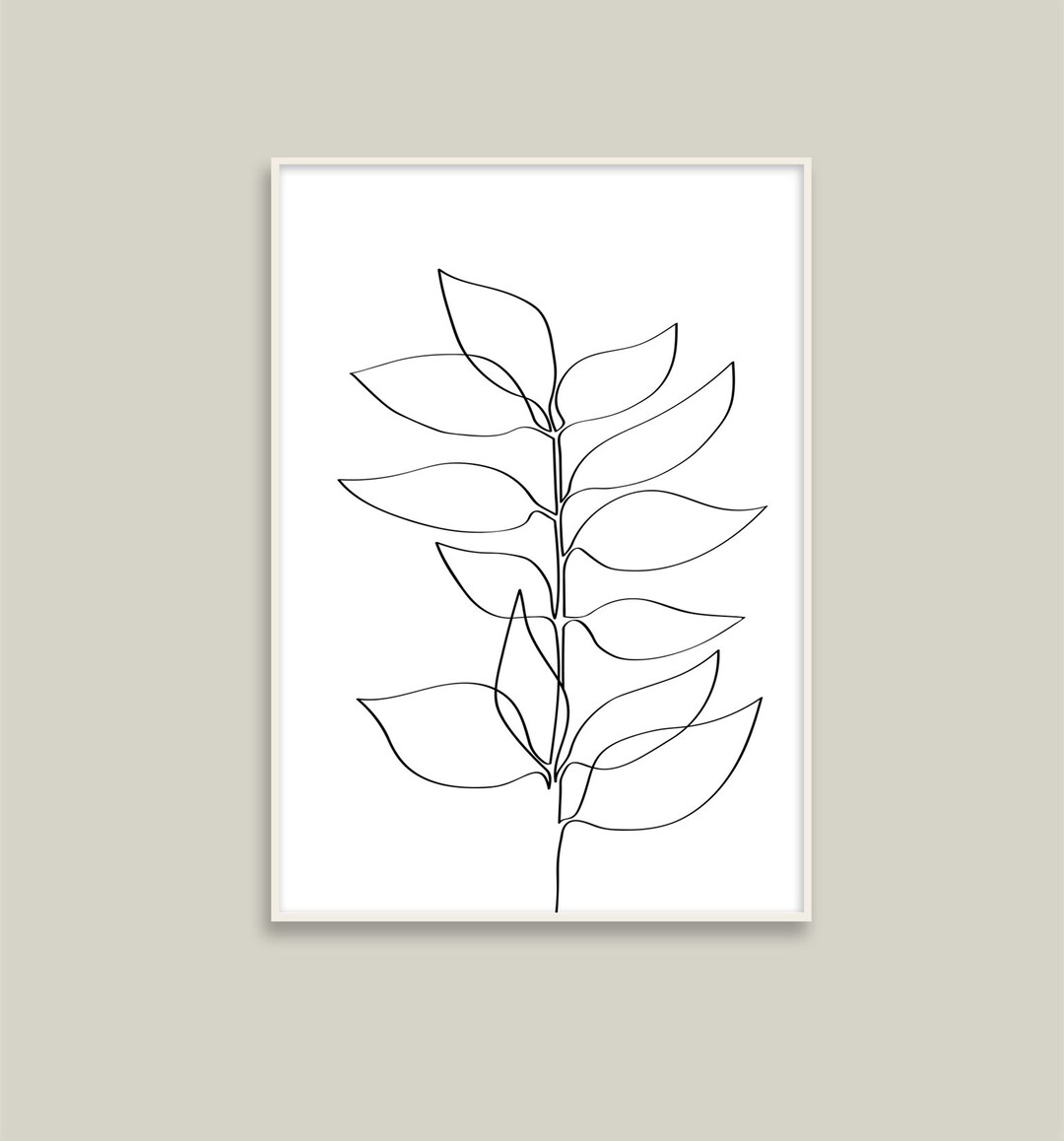 Leaf Line Drawing Minimalist Printable Art One Line Drawing - Etsy