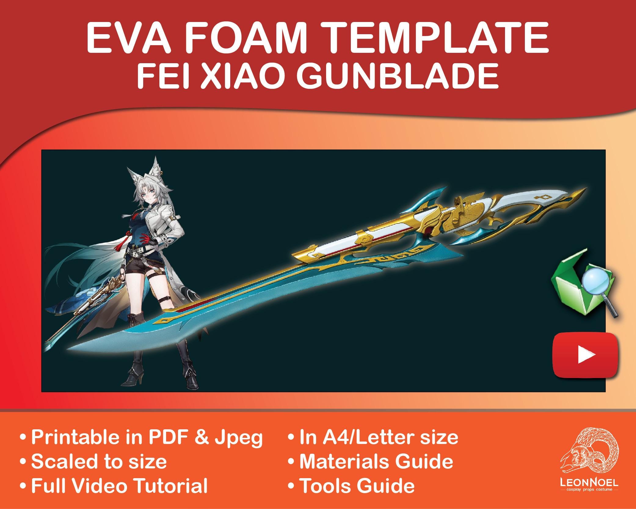 EVA Foam Template Honkai Star Rail Feixiao Gunblade - Etsy