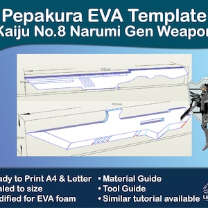 Kaiju No.8 Narumi Gen Gunblade Pepakura EVA foam template