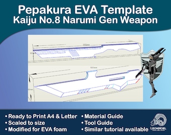 Kaiju No.8 Narumi Gen Gunblade Pepakura EVA Schaumstoff Vorlage