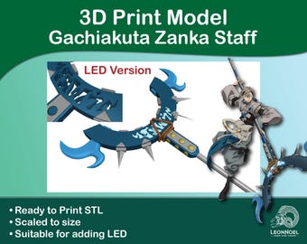 Gachiakuta Zanka Staff Modelo de impresión 3D Versión LED