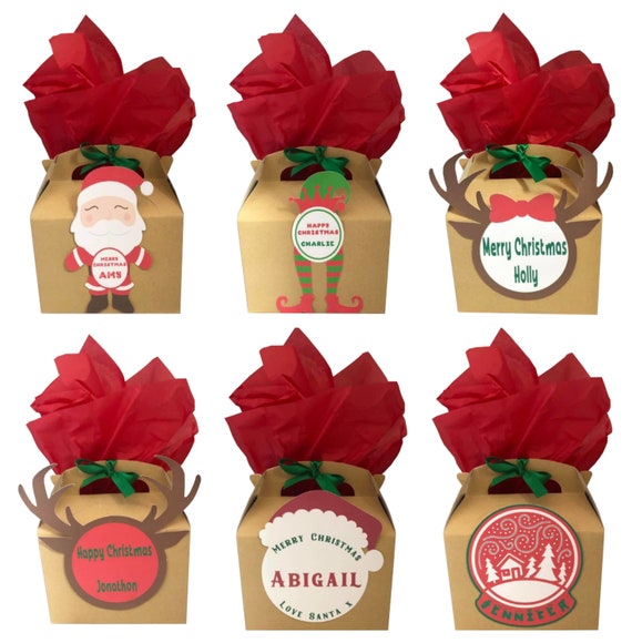 Personalised Brown Christmas Xmas Small Gift Box Party Present Box Giftbox