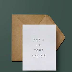 Ensemble de cartes de vœux de 4| Carte de vœux minimaliste | aloe&march