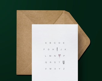 Alphabet I Love You Greeting Card | Minimalist Greeting Card | aloe&march