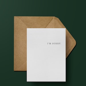 Simple Je suis désolé carte de voeux | Carte d’excuses | Carte de vœux minimaliste | aloe&march