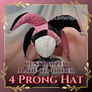 Customized Handmade stuffed 4 prong Court Jester / Clown / Circus Joker / Mardi Gras hat