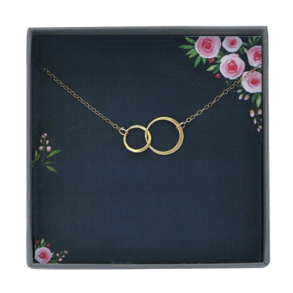 Interlocking Circle Necklace Gold Eternity Necklace Infinity Necklace Entwined Circle Double Circle Necklace Two circle necklace 2 Circles