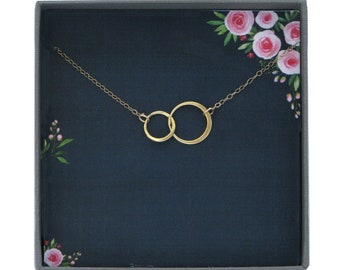 Interlocking Circle Necklace Gold Eternity Necklace Infinity Necklace Entwined Circle Double Circle Necklace Two circle necklace 2 Circles