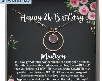 Personalized 21st Birthday Gift for her Jewelry, Birthstone Necklace, Birthday Gift ideas Gift for 21st birthday Girl Twenty First Birthday